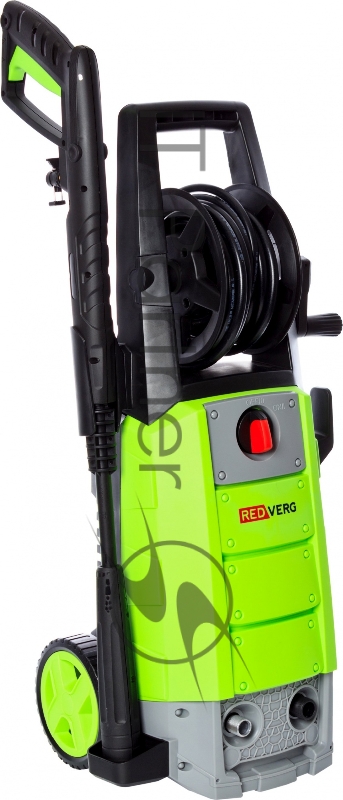 Мойка высокого давления RedVerg RD-HPW2000 220В/50Гц 2000Вт 145 бар расход воды-6,8л/мин темпер. воды на вх.-до 60 град катушка со шлангом -8м пласт. пистолет и удлинит. насадка вес-10,9кг