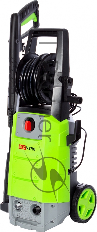 Мойка высокого давления RedVerg RD-HPW2000 220В/50Гц 2000Вт 145 бар расход воды-6,8л/мин темпер. воды на вх.-до 60 град катушка со шлангом -8м пласт. пистолет и удлинит. насадка вес-10,9кг