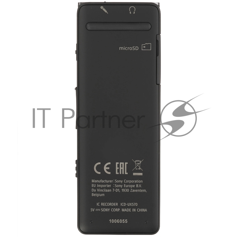 Диктофон Sony ICD-UX570 черный Цифровой бизнес диктофон, черный цвет, 4 Гб встроенной памяти, время работы: 22 часа (mp3: 48кБ/с), вес:48 гр, OLED дисплей, нормализация воспроизведения, автоматическая настройка чувствительности микрофона