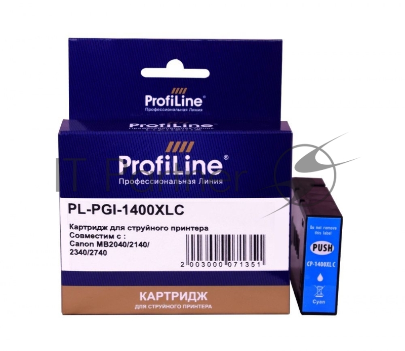 Струйный картридж PL-PGI-1400XLC для принтеров Canon MB2040/MB2140/MB2340/MB2740 с чернилами Cyan ProfiLine