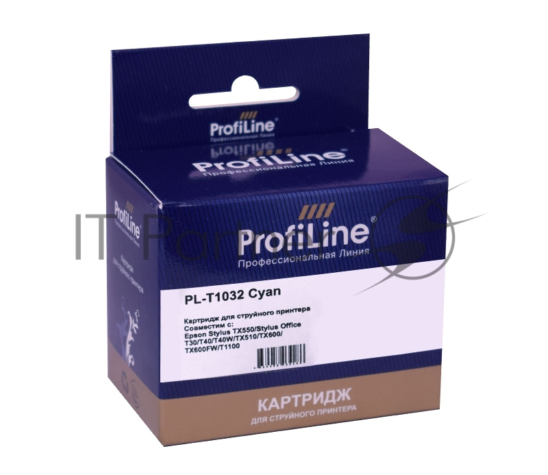 Струйный картридж PL-T1032 для принтеров Epson Stylus TX550/Stylus Office T30/T40/T40W/TX510/TX600/TX600 с чернилами Cyan 11,1 мл ProfiLine