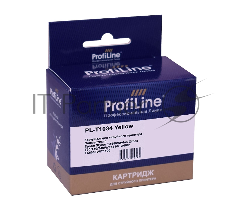 Струйный картридж PL-T1034 для принтеров Epson Stylus TX550/Stylus Office T30/T40/T40W/TX510/TX600/TX600 с чернилами Yellow 11,1 мл ProfiLine