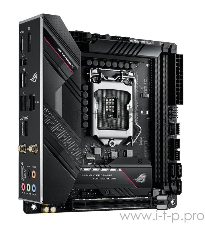 Материнская плата ASUS ROG STRIX B560-I GAMING WIFI, LGA1200, B560, 2*DDR4, HDMI+DP, SATA3 + RAID, Audio, Gb LAN, USB 3.2*9, USB 2.0*3, COM*1 header (w/o cable), mITX 90MB16Y0-M0EAY0