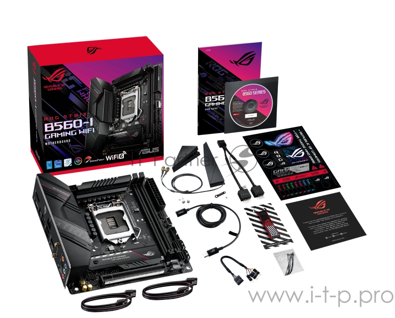 Материнская плата ASUS ROG STRIX B560-I GAMING WIFI, LGA1200, B560, 2*DDR4, HDMI+DP, SATA3 + RAID, Audio, Gb LAN, USB 3.2*9, USB 2.0*3, COM*1 header (w/o cable), mITX 90MB16Y0-M0EAY0