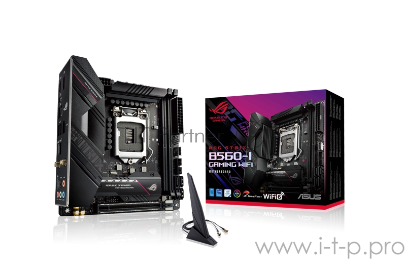 Материнская плата ASUS ROG STRIX B560-I GAMING WIFI, LGA1200, B560, 2*DDR4, HDMI+DP, SATA3 + RAID, Audio, Gb LAN, USB 3.2*9, USB 2.0*3, COM*1 header (w/o cable), mITX 90MB16Y0-M0EAY0