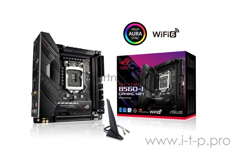 Материнская плата ASUS ROG STRIX B560-I GAMING WIFI, LGA1200, B560, 2*DDR4, HDMI+DP, SATA3 + RAID, Audio, Gb LAN, USB 3.2*9, USB 2.0*3, COM*1 header (w/o cable), mITX 90MB16Y0-M0EAY0