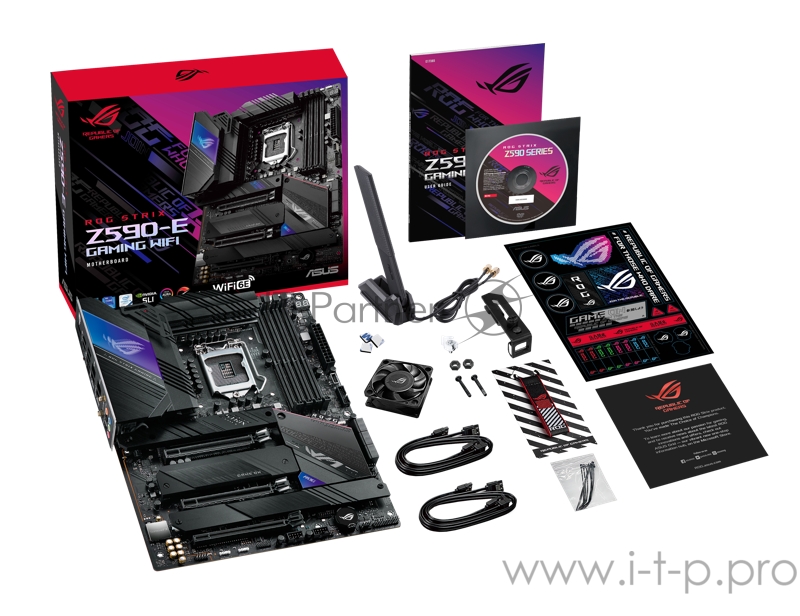 Материнская плата ASUS ROG STRIX Z590-E GAMING WIFI, LGA1200, Z590, 4*DDR4, DP+HDMI, SLI+CrossFireX, SATA3 + RAID, Audio, 2,5Gb LAN, USB 3.2*9, USB 2.0*8, ATX 90MB1640-M0EAY0