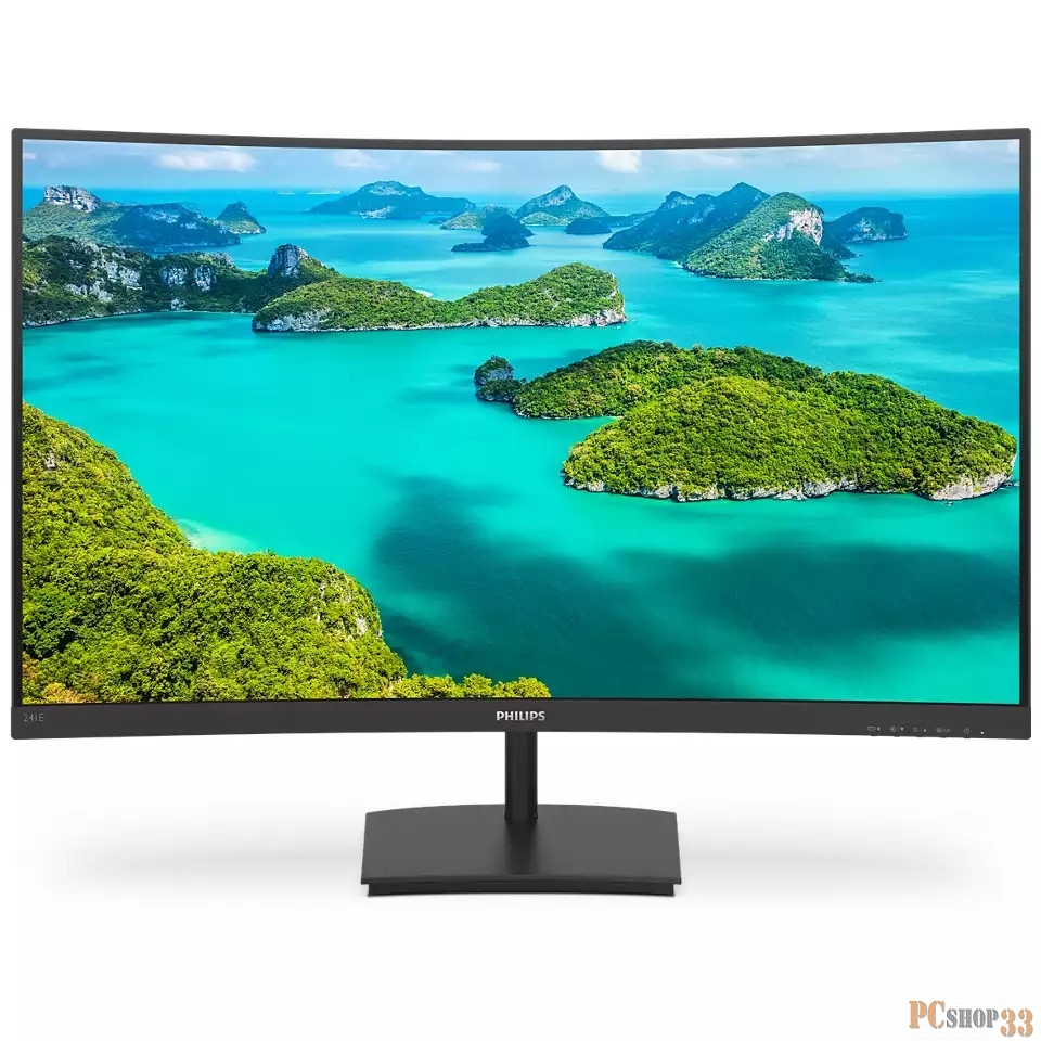 МОНИТОР 23.6 PHILIPS 241E1SC/00 Black (VA, изогнутый, 1920x1080, 75Hz, 4 ms, 178°/178°, 250 cd/m, Mega DCR, +HDMI, Free