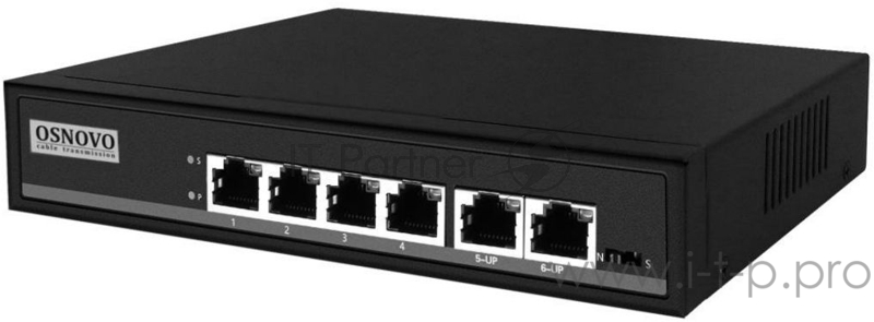 Коммутатор Osnovo SW-20600/A(80W) 6x100Mb 4PoE+ 80W неуправляемый