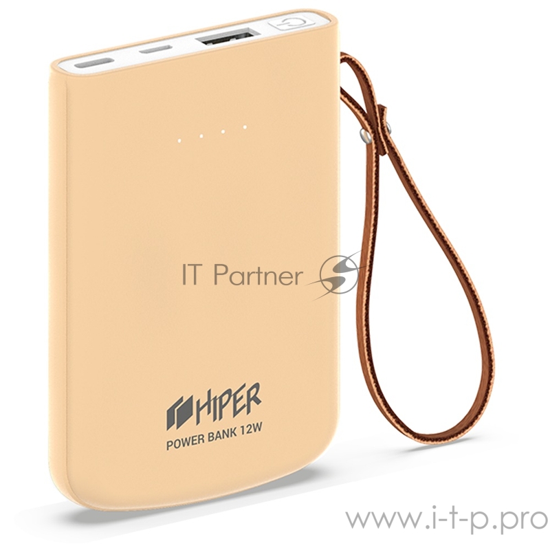 Внешний аккумулятор HIPER TRAVEL 5K Peach Li-Pol 5000 mAh 2.1A 2xUSB 1xType-C розовый