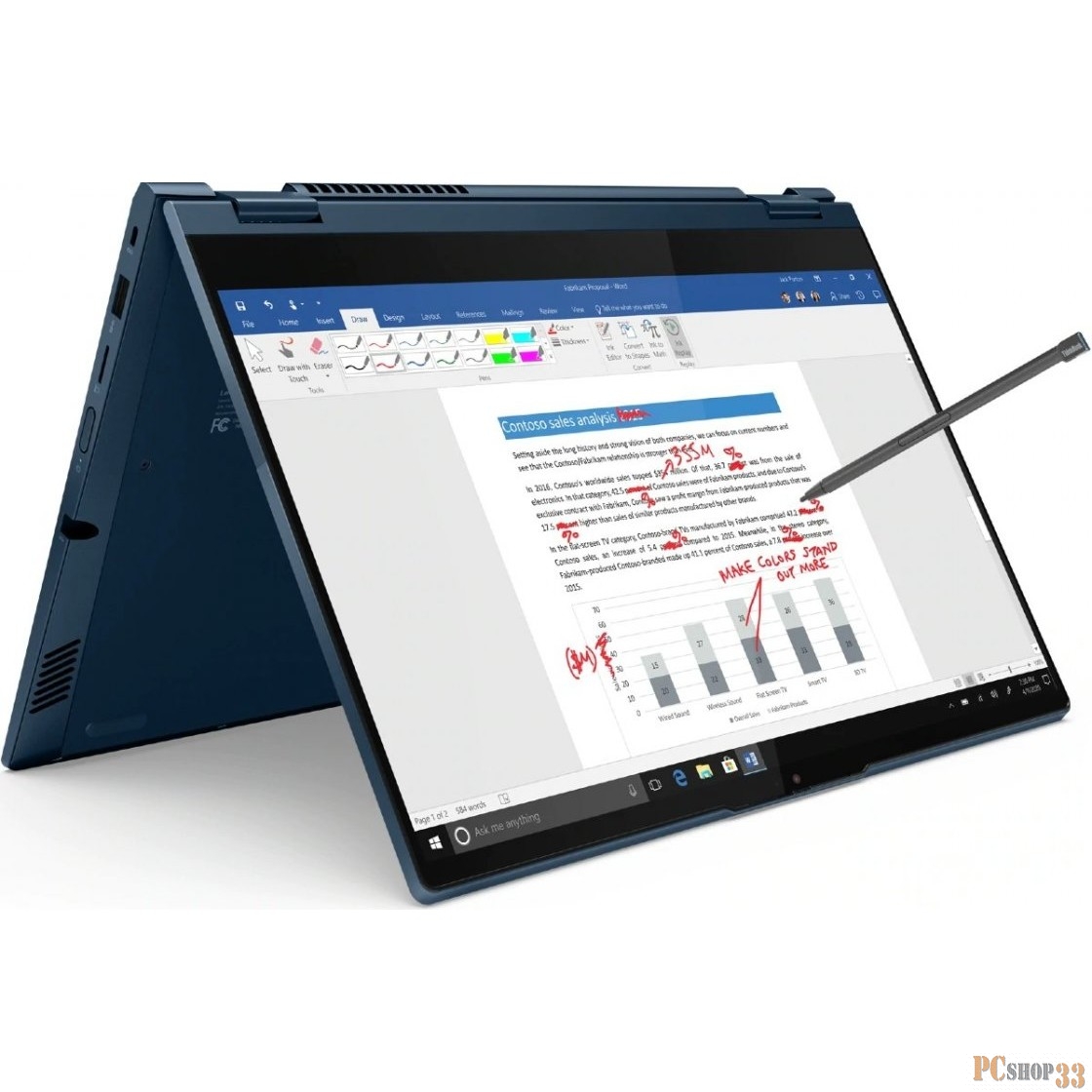 Ноутбук Lenovo ThinkBook 14s Yoga ITL 14 FHD (1920x1080) GL MT 300N, i5-1135G7 2.4G, 8GB DDR4 3200, 256GB SSD M.2, Iris Xe, WiFi 6, BT, FPR, HD Cam, 4cell 60Wh, Win 10 Pro, 1Y CI, Abyss Blue, 1.5kg