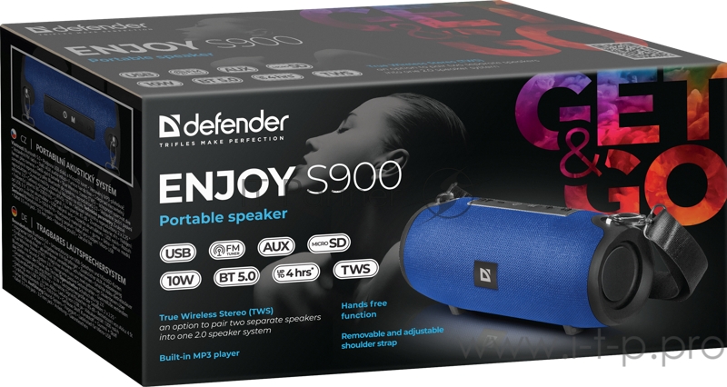 Портативная колонка Enjoy S900 синий, 10Вт,BT/FM/TF/USB/AUX DEFENDER