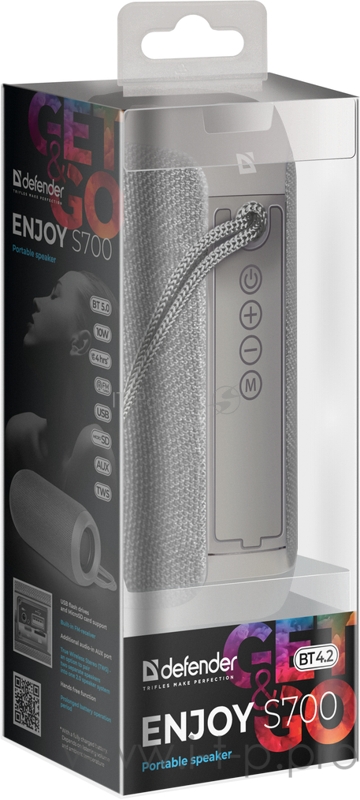 Портативная колонка Enjoy S700 серый, 10Вт, BT/FM/TF/USB/AUX DEFENDER