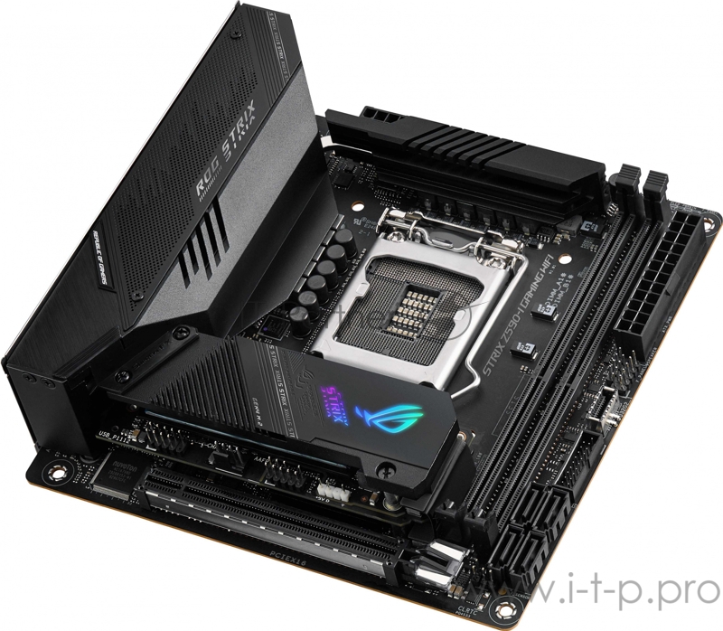 Материнская плата ASUS ROG STRIX Z590-I GAMING WIFI, LGA1200, Z590, 2*DDR4 , DP+HDMI, SATA3 + RAID, Audio, 2,5Gb LAN, USB 3.2*9, USB 2.0*4, mITX 90MB1680-M0EAY0