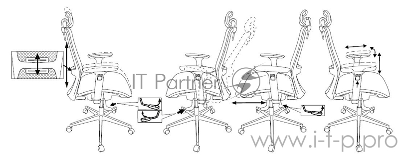 Кресло руководителя Бюрократ 821 черный сетка с подголов. крестовина алюминий