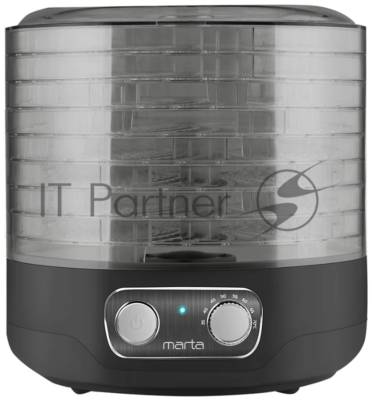 MARTA MFD-208PS Сушилка для овощей и фруктов черный жемчуг300 W, 8 регулируемых по высоте съемных поддонов, установка температуры от 35 до 70 С, встроенный вентилятор, cветовой индикатор. ¶Подходит для сушки овощей, фруктов, трав, орехов, приготовлен