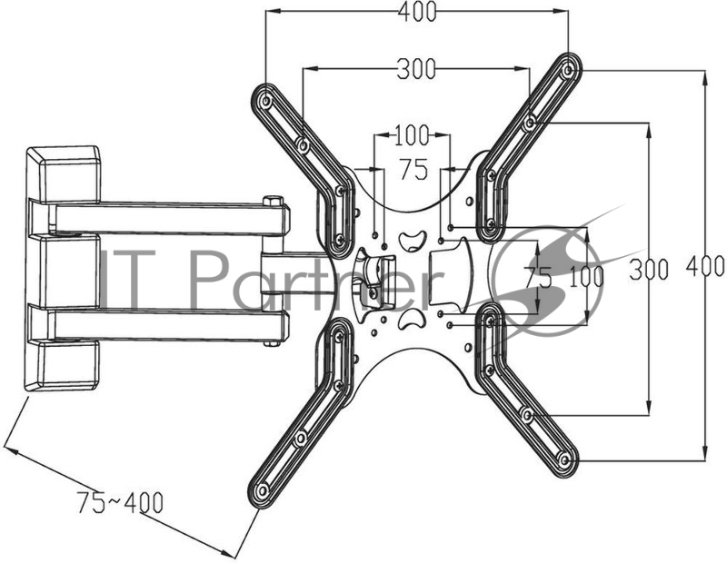 Кронштейн Digis DSM-8043 Кронштейн для ТВ 23-55, 2 колена, VESA макс. 400x400мм, до 35кг