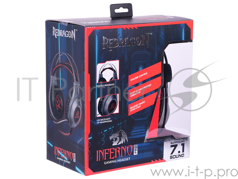 Наушники Defender Inferno Pro объемный звук 7.1, провод 2 м