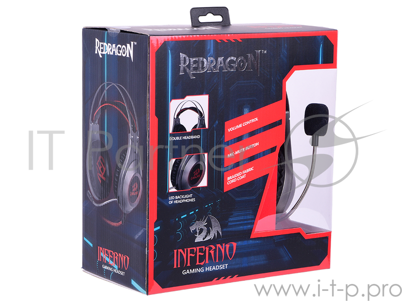 Наушники Defender Inferno металлик, провод 2 м