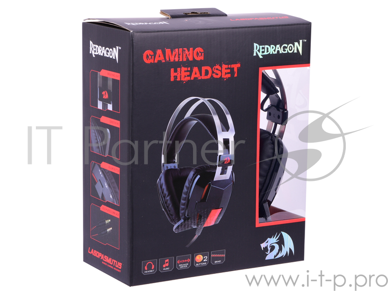 Наушники Defender Lagopasmutus красный + черный, кабель 2 м