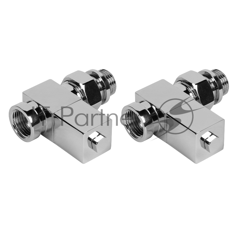 Набор дизайн-вентилей, CUBE, прямой (хром) 1/2