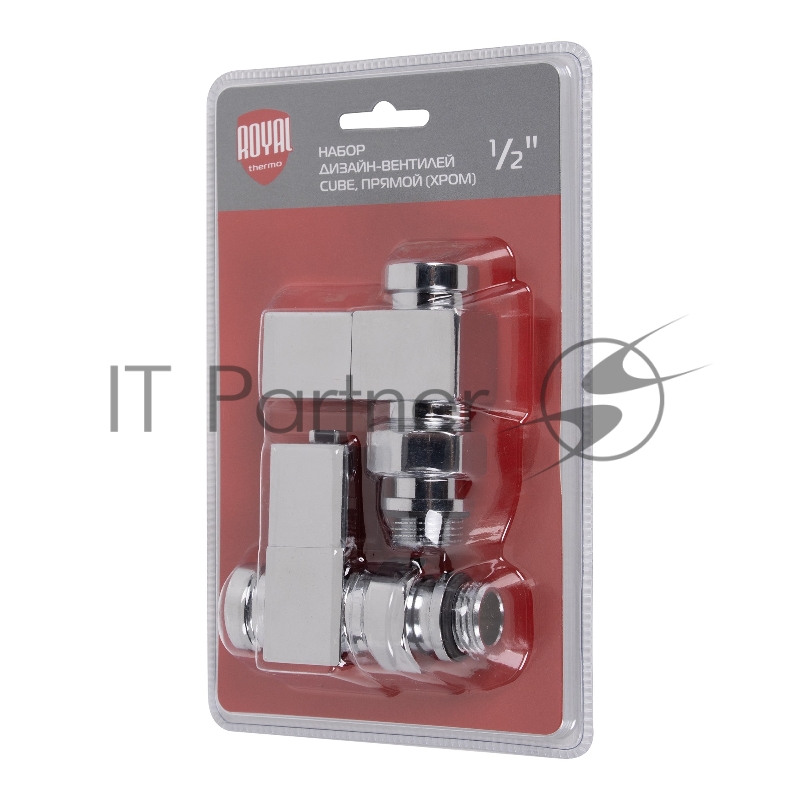 Набор дизайн-вентилей, CUBE, прямой (хром) 1/2
