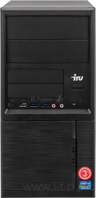 ПК IRU Office 613 MT i3 10100 (3.6)/8Gb/SSD240Gb/UHDG 630/Windows 10 Professional 64/GbitEth/400W/черный