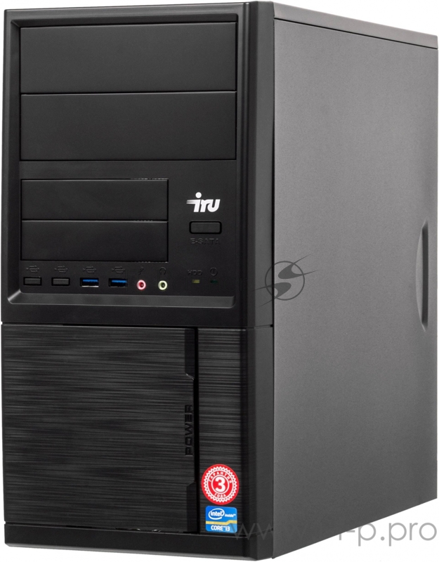 ПК IRU Office 613 MT i3 10100 (3.6)/8Gb/SSD240Gb/UHDG 630/Windows 10 Professional 64/GbitEth/400W/черный