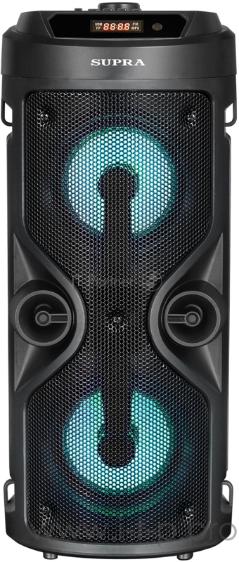 Акустическая система SUPRA SMB-350 (Воспроизведение музыкальных файлов в формате MP3/WAV. Bluetooth. Поддержка A2DP . FM тюнер. Функция караоке. 1 вход для подключения микрофона. USB разъем. Двухканальный линейный вход. Максимальная мощность: 250 Вт.
