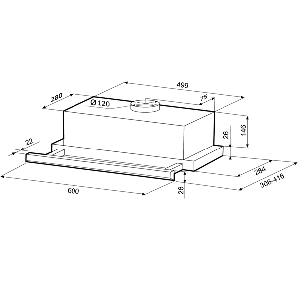 Вытяжка KRONA KAMILLA slim 600 black/inox (1 мотор)