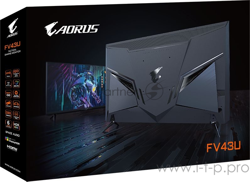 Монитор Gigabyte 43 Aorus FV43U черный VA 1ms 16:9 HDMI M/M матовая 1000:1 1000cd 178гр/178гр 3840x2160 D-Sub DisplayPort Ultra HD USB 7.9кг