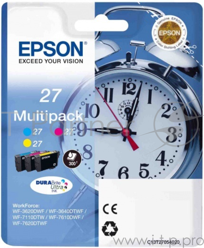 Расходные материалы EPSON C13T27054020/4022 Multipack 3-colour 27 DURABrite Ultra Ink for WF7110/7610/7620 (cons ink)