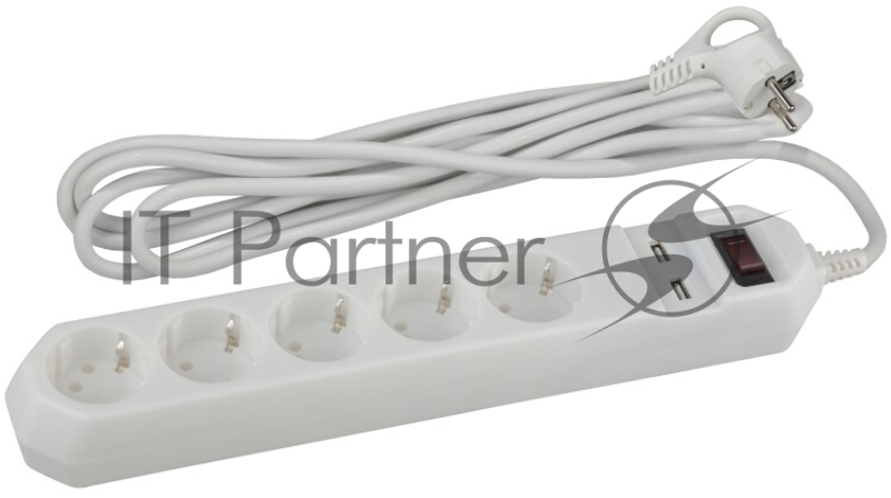 Сетевой фильтр ЭРА белый USF-5es-1.5m-USB-W с заземл 3x0.75мм2 с выкл 5гн+2USB 1.5м