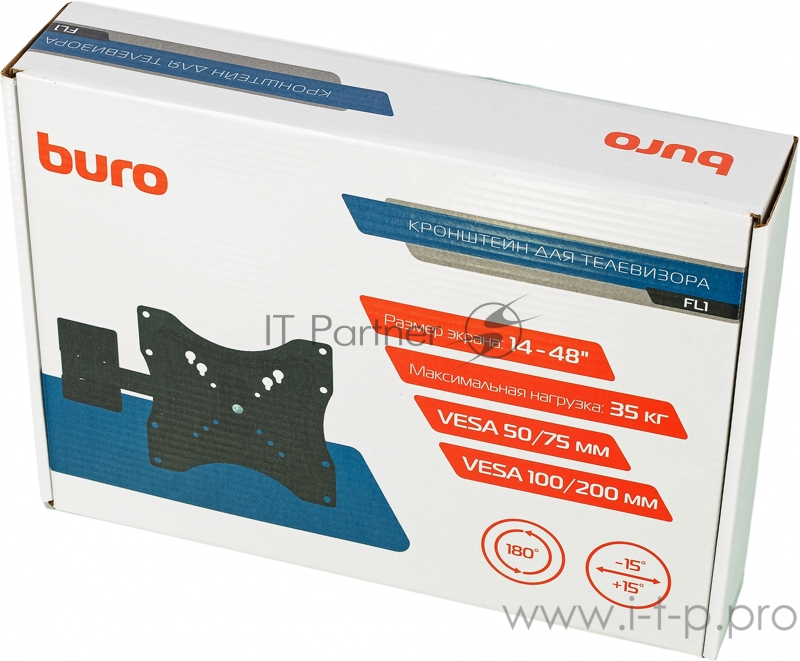Кронштейн для телевизора Buro FL1 черный 15-48 макс.35кг настенный поворотно-выдвижной и наклонный