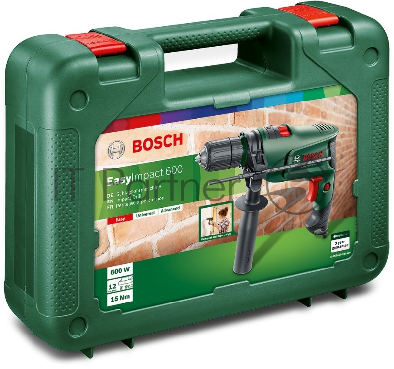 Дрель ударная Bosch EasyImpact 600 патрон:быстрозажимной реверс (кейс в комплекте)