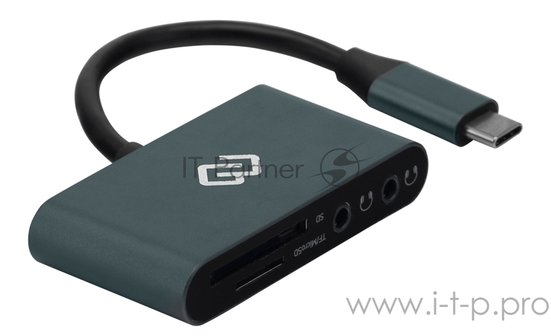 Устройство чтения карт памяти Type C Digma CR-СA2512-G серебристый