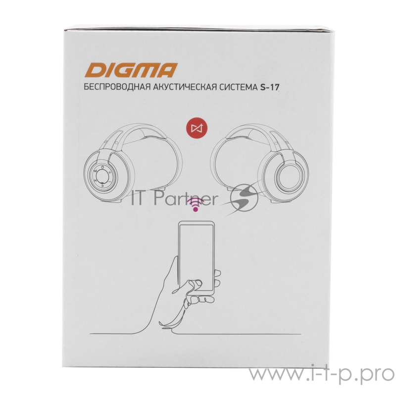 Колонка порт. Digma S-17 черный 8.5W 1.0 BT/3.5Jack/USB 10м 1500mAh
