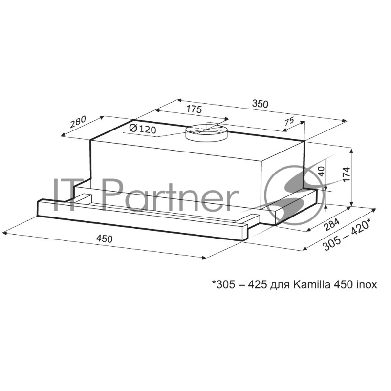 KAMILLA 450 WHITE вытяжка кухонная