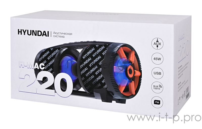 Минисистема Hyundai H-MAC220 черный 45Вт/FM/USB/BT/SD/MMC