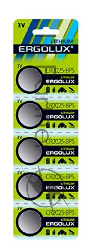 Батарея Ergolux Lithium CR2025-BP5 CR2025 150mAh (5шт) блистер