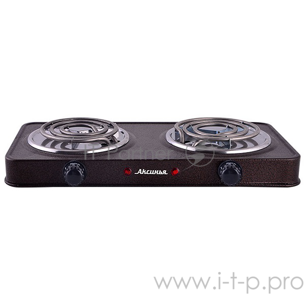 Плитка электрическая АКСИНЬЯ КС-007 спираль двухконфорочная коричневая (6): (РОССИЯ)