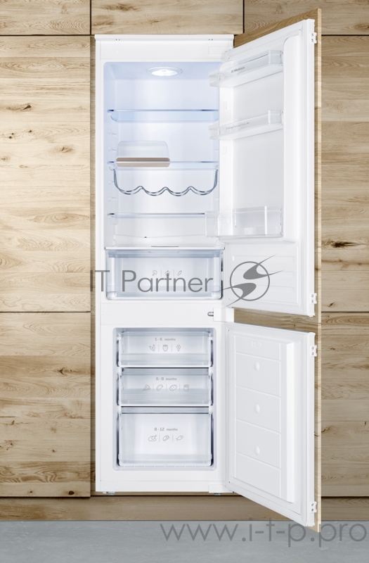 Встраиваемый холодильник Hansa Встраиваемый холодильник Hansa/ Встраиваемый холодильник Hansa BK333.2U. Тип крепления - при помощи направляющих (slide). Общий объем 270 л. Объем холодильной/морозильной камер - 195/75л. Климатический класс N-ST. Класс