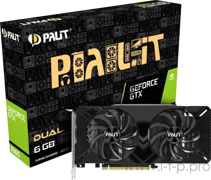 Видеокарта Palit PCI-E PA-GTX1660 DUAL 6G NVIDIA GeForce GTX 1660 6144Mb 192 GDDR5 1530/8000 DVIx1/HDMIx1/DPx1/HDCP Ret