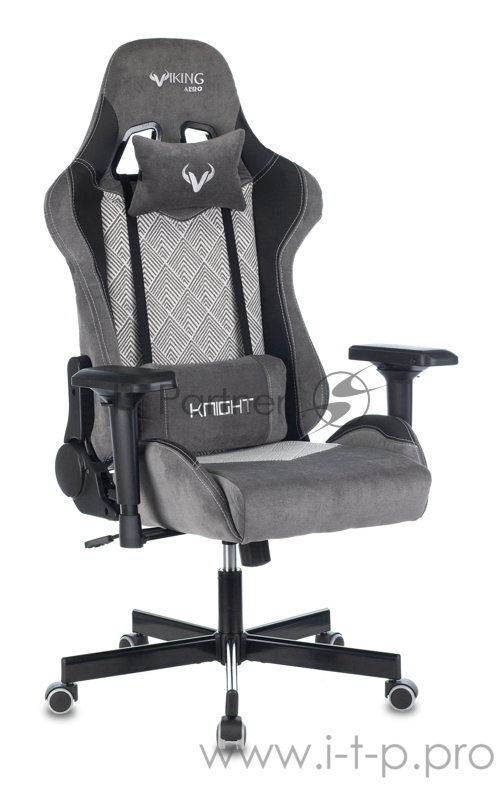 Кресло игровое Zombie VIKING 7 KNIGHT Fabric серый Loft ромбик текстиль/эко.кожа с подголов. крестовина металл