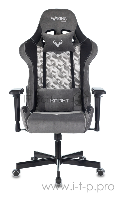 Кресло игровое Zombie VIKING 7 KNIGHT Fabric серый Loft ромбик текстиль/эко.кожа с подголов. крестовина металл