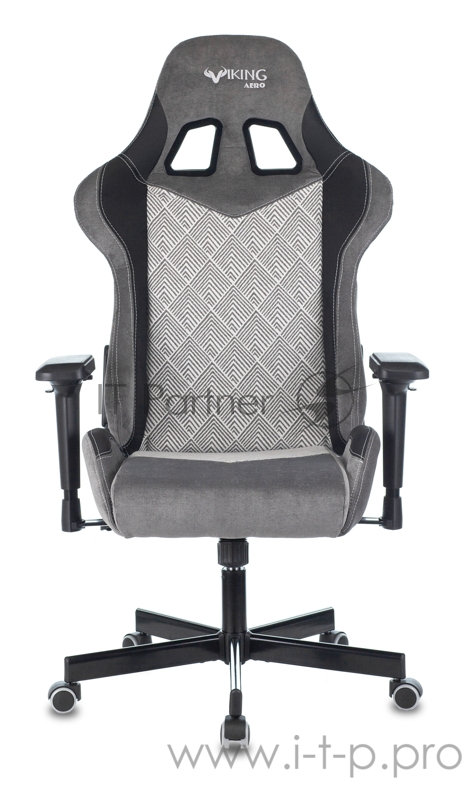 Кресло игровое Zombie VIKING 7 KNIGHT Fabric серый Loft ромбик текстиль/эко.кожа с подголов. крестовина металл