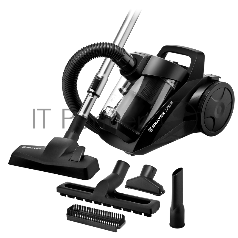 Пылесос циклонного типа BRAYER, 2200Вт, 4л, всасыв 420 Вт, Hepa, телес, 5м, паркетная щетка