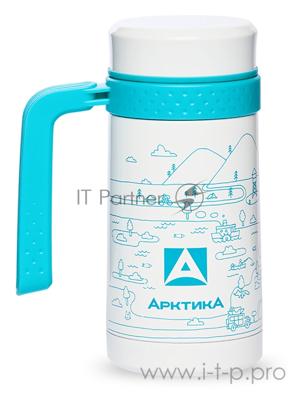 Термокружка для напитков Арктика 412-500 0.5л. белый/голубой картонная коробка (412-500/WHI)