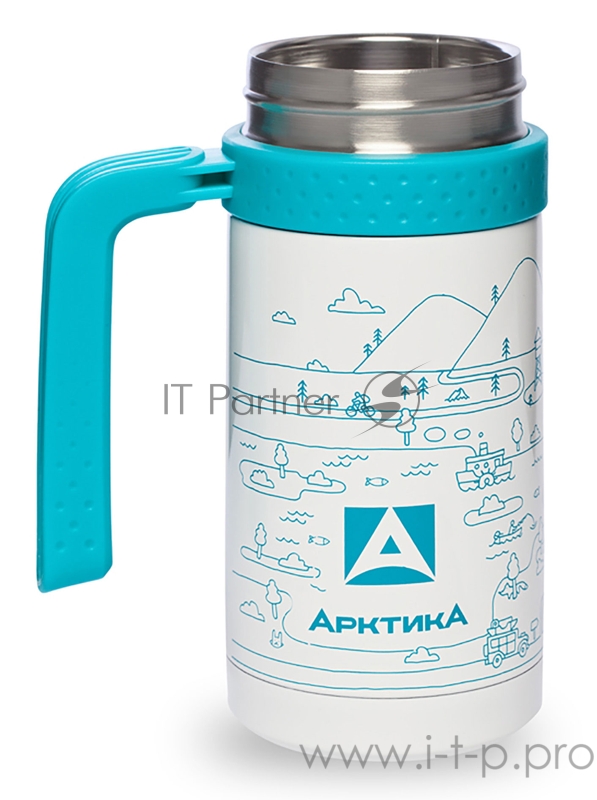 Термокружка для напитков Арктика 412-500 0.5л. белый/голубой картонная коробка (412-500/WHI)
