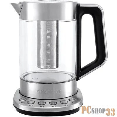 Чайник электрический Kitfort КТ-622 1.7л. 2500Вт серебристый (корпус: стекло)